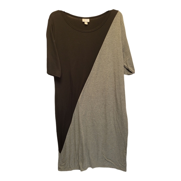 LuLaRoe Black and Gray Julia Short Sleeve Tee Dress - Size 3XL - Picture 1 of 3